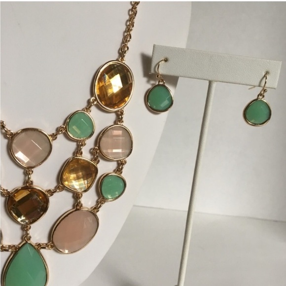 Multi-Colored Jewel Tropical Earring and Necklace - Picture 4 of 5